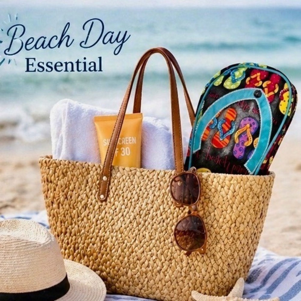 Flip Flop Shaped Wet Dry Beach Bag Bathing Suit Organizer Two Sided Travel Pouch